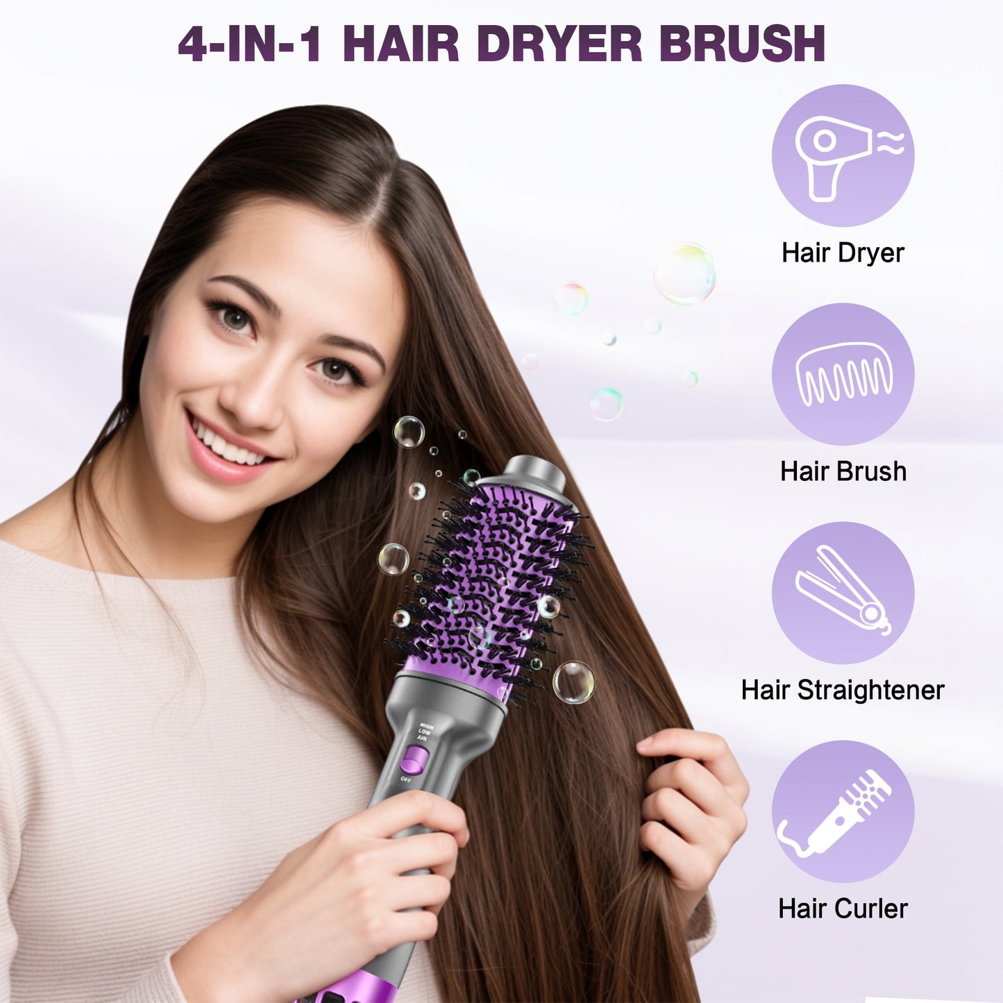 NEXPURE Hair Dryer and Blow Dryer Brush in One, New Upgrade 4 in 1 Hair Dryer Brush with Negative Ion Anti-frizz Ceramic Titanium Barrel