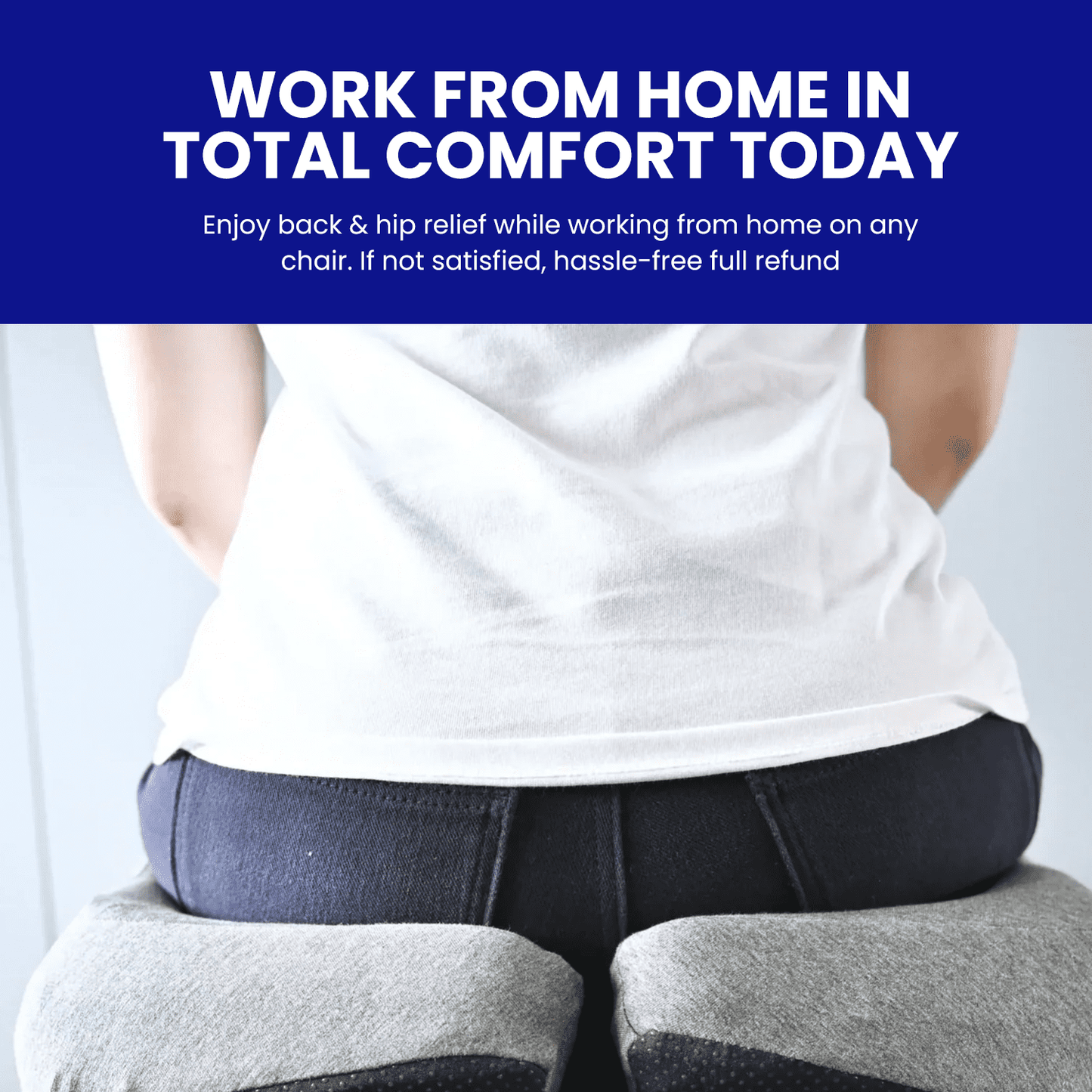 Strlinen Patented Pressure Relief Seat Cushion - Extra-Dense Memory Foam for Long Sitting Hours | Hip, Tailbone, Coccyx, Sciatica Pain Relief , Office, Home, Car, Wheelchair , Light Grey