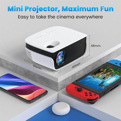 TOPVISION 1080P Mini Projector,Keystone Correction,up to Support 240'' Screen,with Stand