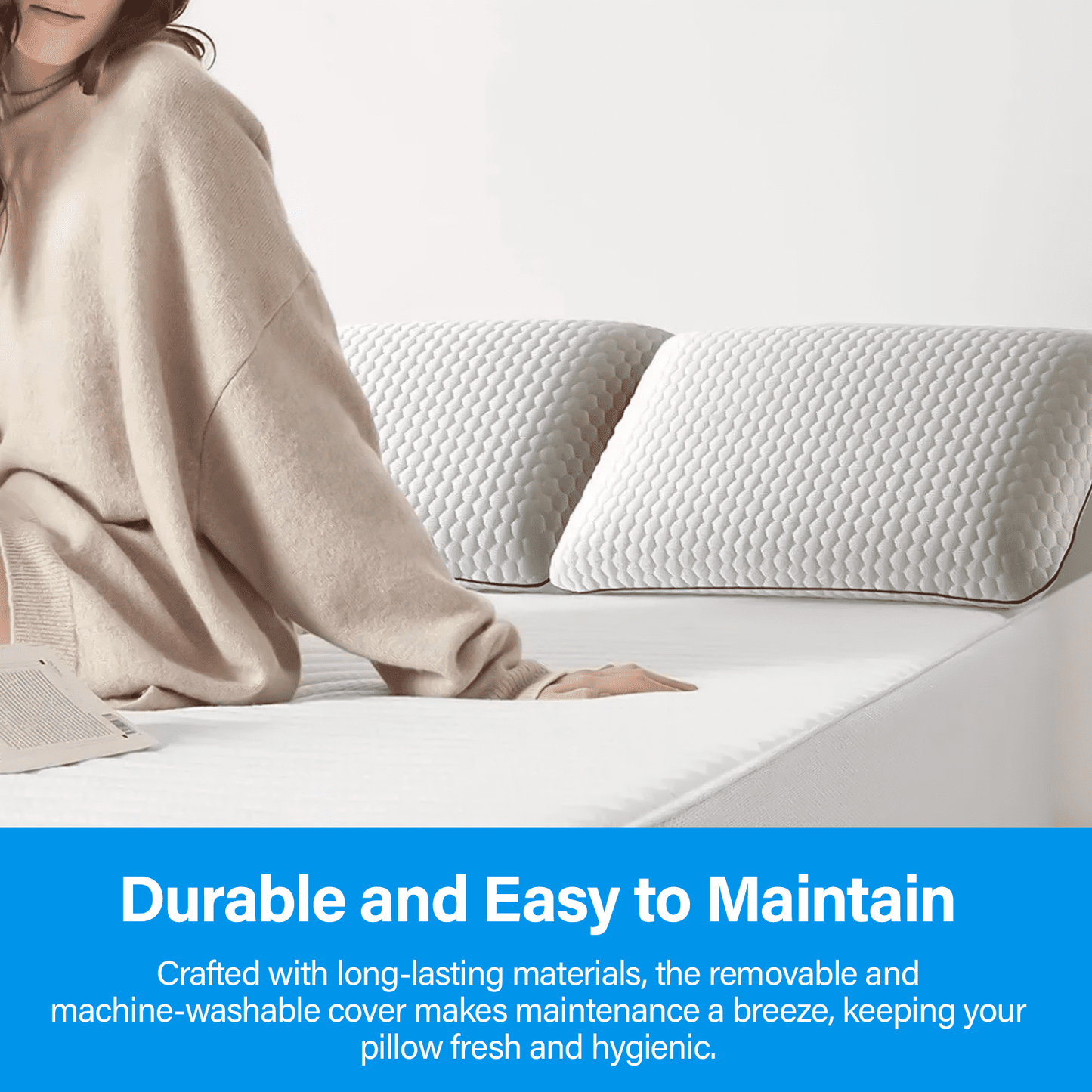 Strlinen Gel Memory Foam Pillow – Breathable and Ventilated Memory Foam Pillows Cooling Gel – Ergonomic Pillow for All Seasons–Soft Pillows for Sleeping with Washable Cover