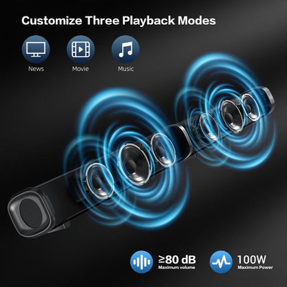 TOPVISION 100W Sound Bar for TV, 2.2CH Detachable TV Sound Bar with Subwoofer, Bluetooth/HDMI ARC/Optical/AUX/USB, 2 in 1 Home Theater Surround Sound for TV/PC/Gaming/Projectors
