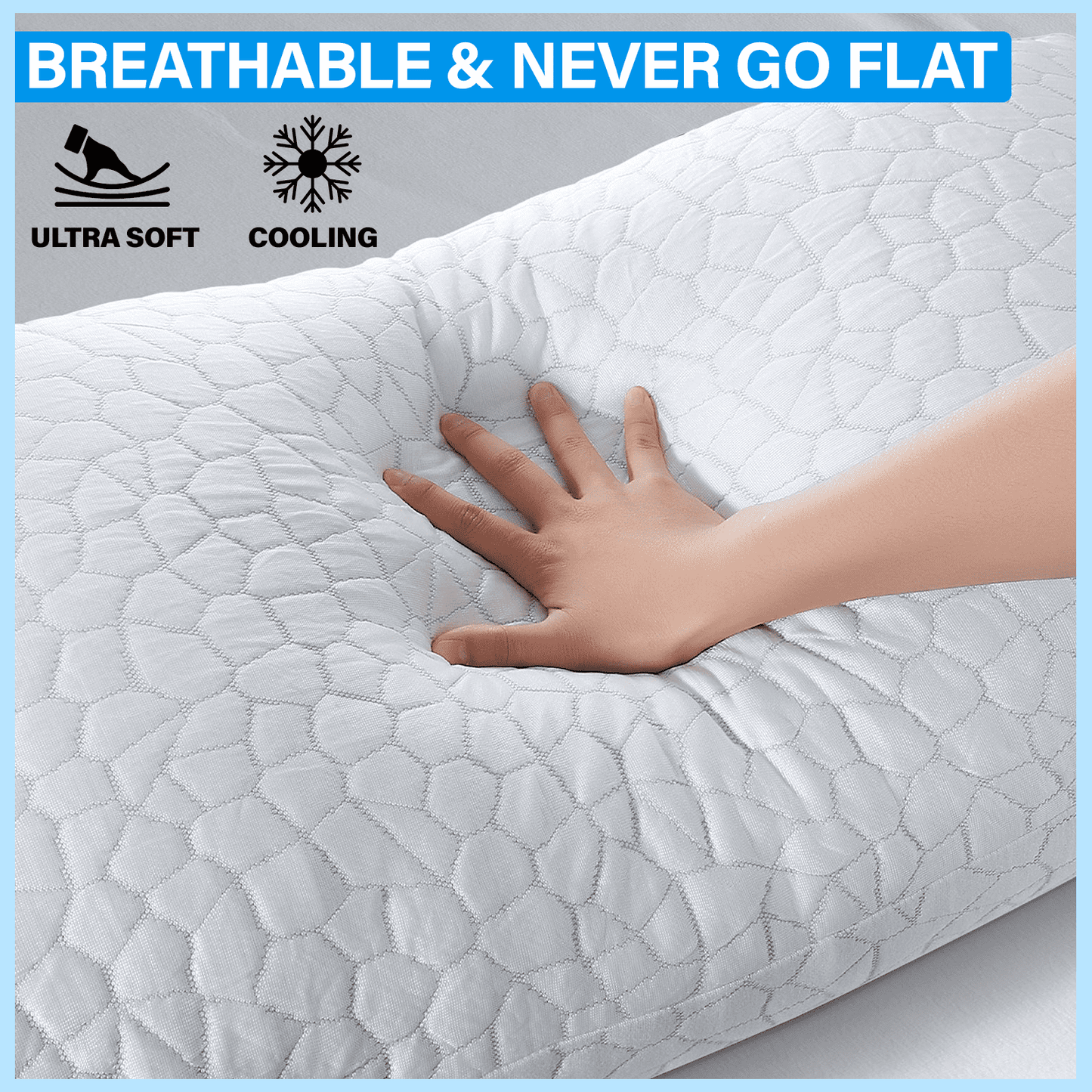 Strlinen Cooling Pillows for Sleeping, Shredded Memory Foam Bed Pillows Queen Size, Supportive Gel Pillow for Hot Sleepers Cool Pillow for Side Back and Stomach Sleepers, Cold Pillow Set of 1