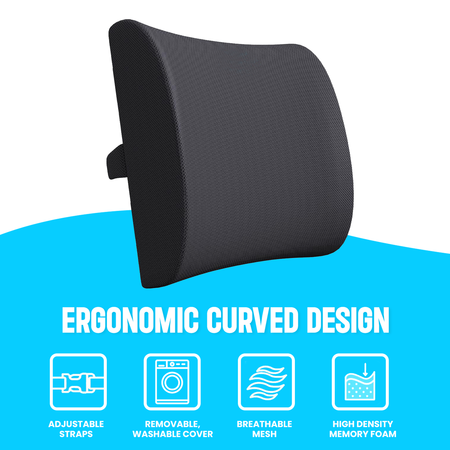 Strlinen Lumbar Support Pillow for Office Chair and Car Seat, Back Support Memory Foam Pillow for Pain Relief Improve Posture, Perfectly Balanced Back Cushion for Car, Computer, Gaming Chair