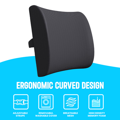 Strlinen Lumbar Support Pillow for Office Chair and Car Seat, Back Support Memory Foam Pillow for Pain Relief Improve Posture, Perfectly Balanced Back Cushion for Car, Computer, Gaming Chair