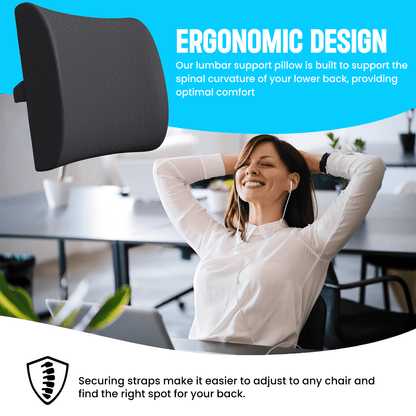 Strlinen Lumbar Support Pillow for Office Chair and Car Seat, Back Support Memory Foam Pillow for Pain Relief Improve Posture, Perfectly Balanced Back Cushion for Car, Computer, Gaming Chair