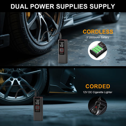 NEXPOW Tire Inflator Portable Air Compressor, 150 PSI Car Tires Air Pump with Digital Pressure Gauge, 5X Faster Portable Tire Pump with Dual Power Supply for Cars, Bike, Motorcycle, Ball