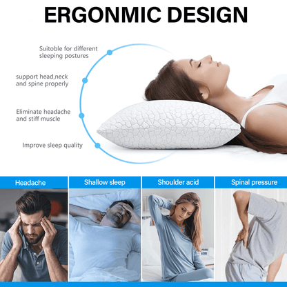 Strlinen Cooling Pillows for Sleeping, Shredded Memory Foam Bed Pillows Queen Size, Supportive Gel Pillow for Hot Sleepers Cool Pillow for Side Back and Stomach Sleepers, Cold Pillow Set of 1