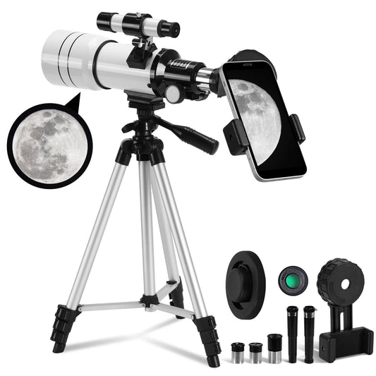 SUNOYAR Telescope, 70mm Aperture (15X-150X) Telescopes for Astronomy, Refractor Telescopes for Adults,Kid and Beginners with Adapter and Tripod