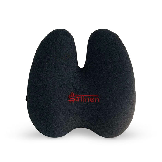 Strlinen Lumbar Pillow - Patented Ergonomic Multi-Region Firm Back Support for Lower Back Pain Relief - Extra Dense Lumbar Pillow Support Cushion for Office Chair, Car, Sofa, Plane - Black