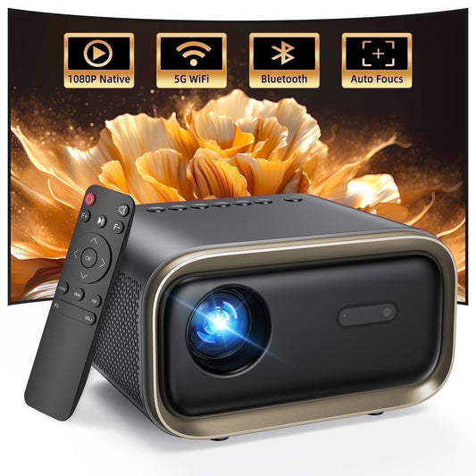 TOPVISION Native 1080P Projector with Wifi and Bluetooth, 50,000Hrs Lamp Life,Auto Focus,Black, 1 pack