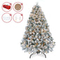 VAVSEA 7.5 FT Christmas Tree, Pre-Lit Snow Flocked Artificial Christmas Tree with Storage Bag, Fence, Tree Skirt 350 Warm White Lights, 1200 Tips, Hinged Branches for Holiday Home Office Decoration