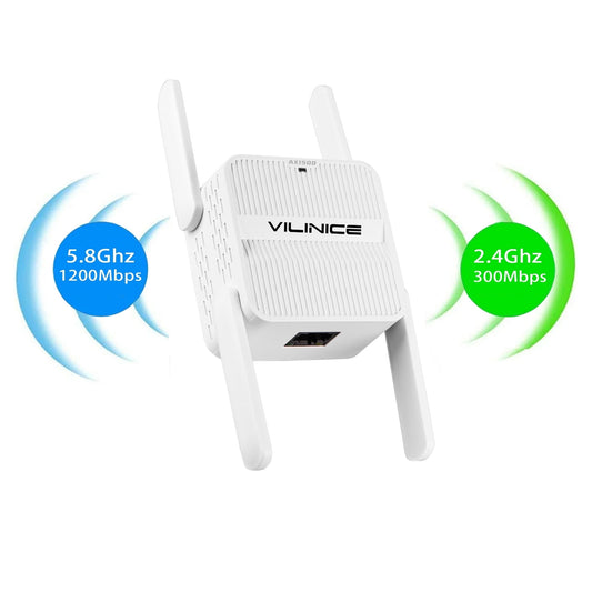 VILINICE Wifi Extender，Wifi6 up to 1500Mbps, Dual Band Signal Booster with Ethernet Port, Longest Range Up to 8800 sq.ft, New