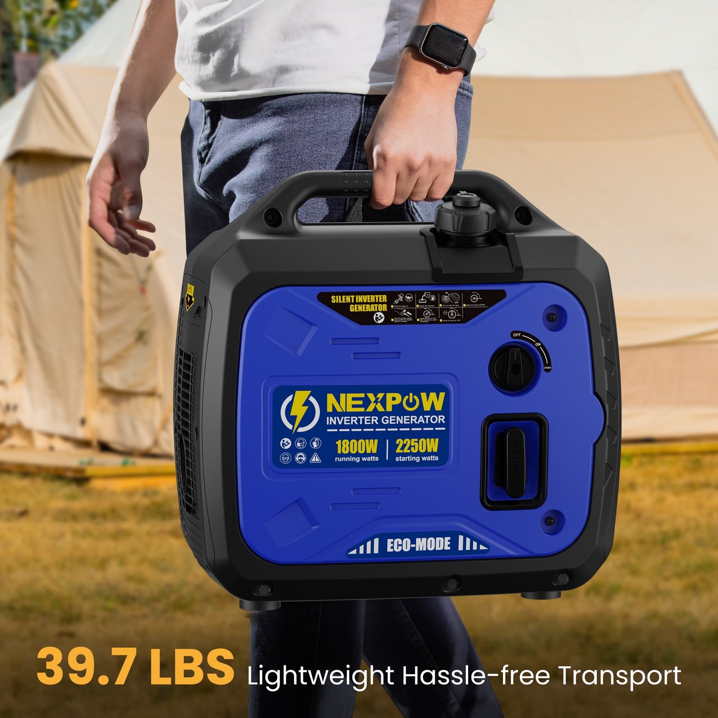 NEXPOW 2250W Portable Inverter Generator, Gasoline Power Quiet Lightweight for Backup Home & Camping, Eco-Mode Feature, Parallel Capability, EPA Compliant