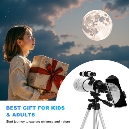 SUNOYAR Telescope, 70mm Aperture (15X-150X) Telescopes for Astronomy, Refractor Telescopes for Adults,Kid and Beginners with Adapter and Tripod