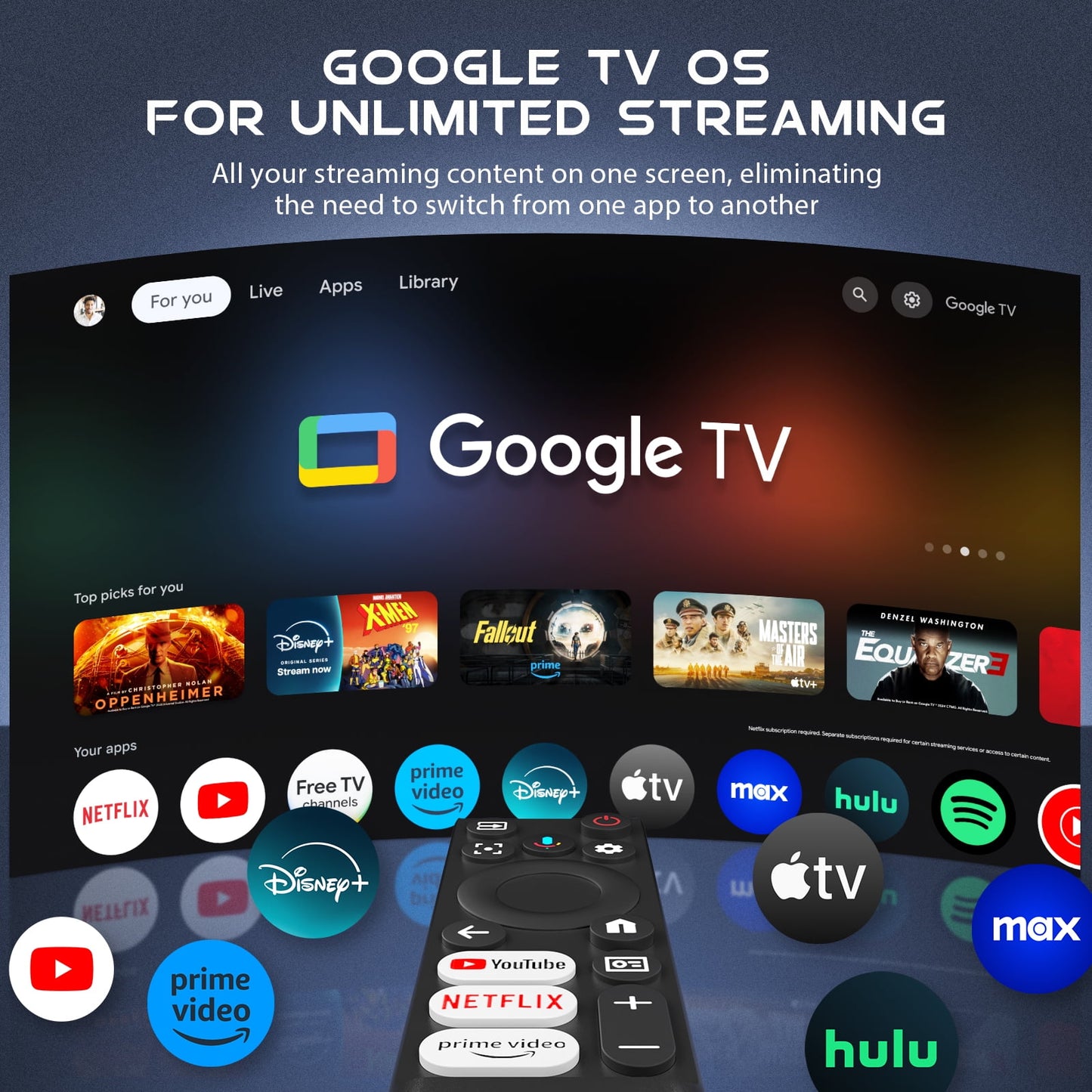HAPPRUN 4K Google TV Projector with WiFi and Bluetooth,Google Officially Licensed,Dolby Audio
